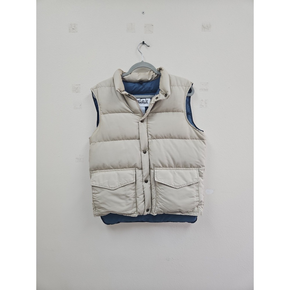 Vintage Woolrich Down Vest Men's M  Zip Snap Outdoor Hiking Camping Fishing Fall